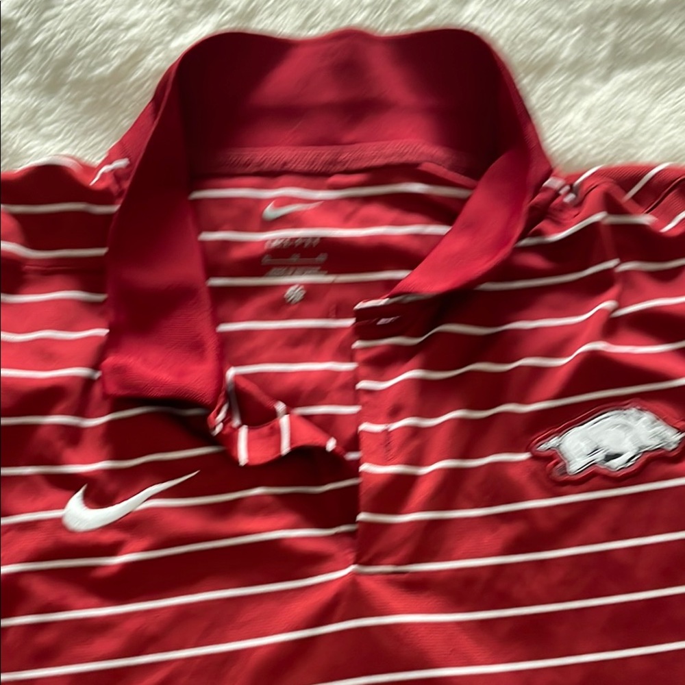 Nike Red and White Arkansas Hogs  Polo Shirt